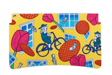 Sac Magique (AMSTERDAM) – Dutch waffles and bicyclists float through the flower-lined streets of Amsterdam in Sac’s whimsical tribute to the city he loves.